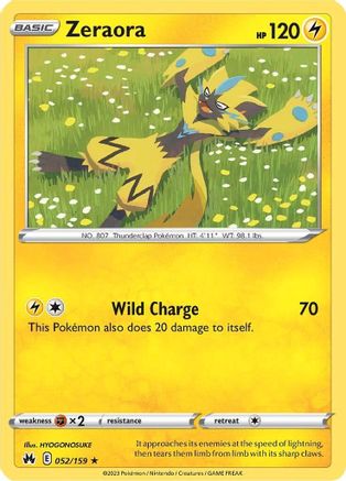 Zeraora 052  - Reverse Holofoil SWSH Crown Zenith - Rare