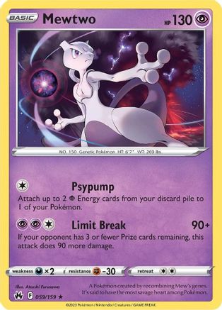 Mewtwo 059  - Reverse Holofoil SWSH Crown Zenith - Holo Rare
