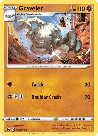 Graveler 068  - Reverse Holofoil SWSH Crown Zenith - Uncommon