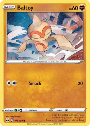 Baltoy 070  - Reverse Holofoil SWSH Crown Zenith - Common