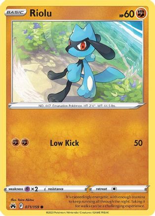 Riolu 071  SWSH Crown Zenith - Common