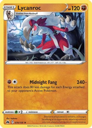 Lycanroc 074  SWSH Crown Zenith - Rare