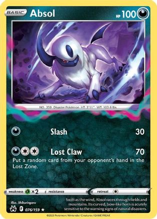 Absol 076  - Holofoil SWSH Crown Zenith - Holo Rare