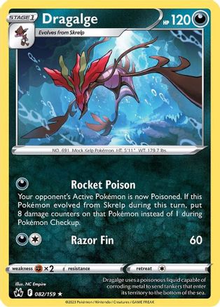 Dragalge 082  - Reverse Holofoil SWSH Crown Zenith - Rare