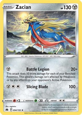 Zacian 094  - Reverse Holofoil SWSH Crown Zenith - Holo Rare