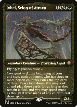 Ixhel, Scion of Atraxa (Display Commander) (Foil Etched) - Thick Stock (ONC-029) - Commander: Phyrexia: All Will Be One Foil