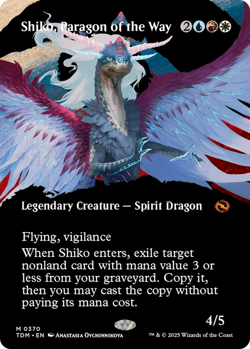 Shiko, Paragon of the Way (Borderless) (TDM-370) - Tarkir: Dragonstorm: (Showcase) Foil