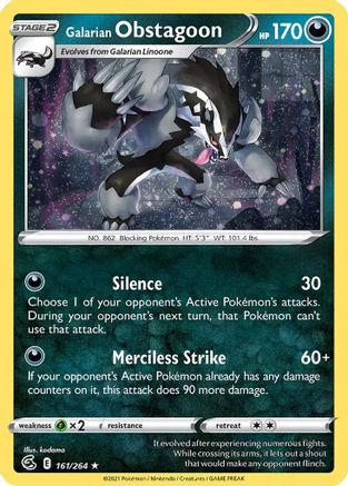 Galarian Obstagoon (Cosmos Holo) 161  - Holofoil Miscellaneous Cards & Products - Holo Rare
