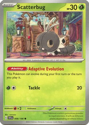 Scatterbug 008  - Reverse Holofoil SV01 Scarlet & Violet Base Set - Common
