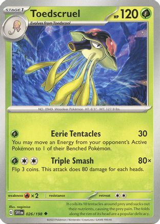 Toedscruel 026  - Reverse Holofoil SV01 Scarlet & Violet Base Set - Uncommon