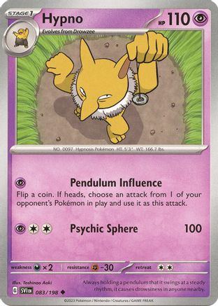 Hypno 083  - Reverse Holofoil SV01 Scarlet & Violet Base Set - Uncommon