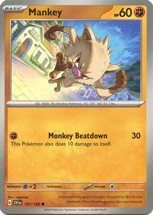 Mankey 107  - Reverse Holofoil SV01 Scarlet & Violet Base Set - Common