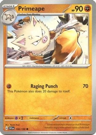 Primeape 108  SV01 Scarlet & Violet Base Set - Common