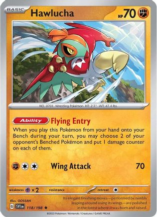 Hawlucha 118  - Reverse Holofoil SV01 Scarlet & Violet Base Set - Rare