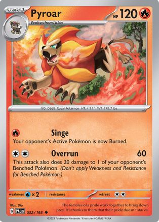 Pyroar 032/193  - Reverse Holofoil SV02 Paldea Evolved - Uncommon