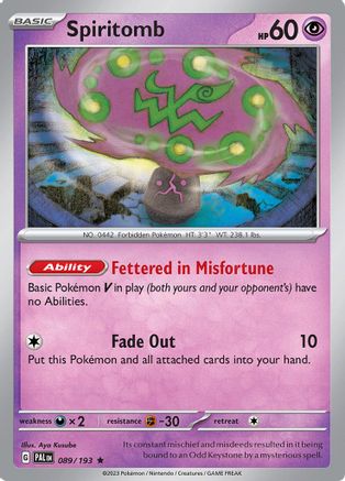 Spiritomb 089  - Reverse Holofoil SV02 Paldea Evolved - Rare