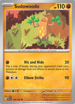 Sudowoodo 109  - Reverse Holofoil SV02 Paldea Evolved - Uncommon