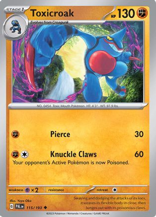 Toxicroak 115  - Reverse Holofoil SV02 Paldea Evolved - Uncommon