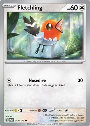 Fletchling 163  - Reverse Holofoil SV02 Paldea Evolved - Common