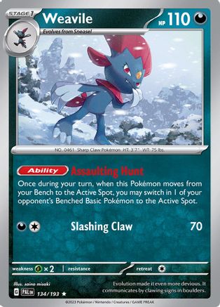 Weavile 134  - Reverse Holofoil SV02 Paldea Evolved - Rare