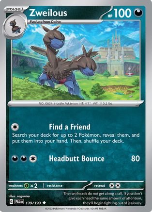 Zweilous 139  - Reverse Holofoil SV02 Paldea Evolved - Uncommon