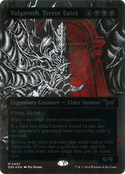 Valgavoth, Terror Eater (Showcase) (Textured Foil) (DSK-407) - Duskmourn: House of Horror: (Showcase) (Borderless) Foil