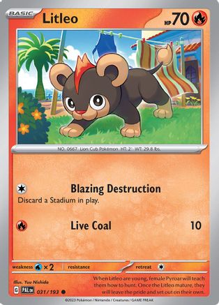 Litleo 031  - Reverse Holofoil SV02 Paldea Evolved - Common