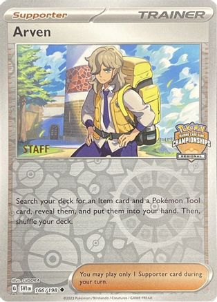 Arven - 166/198 (Regional Championships) [Staff]/198  - Reverse Holofoil League & Championship Cards - Promo