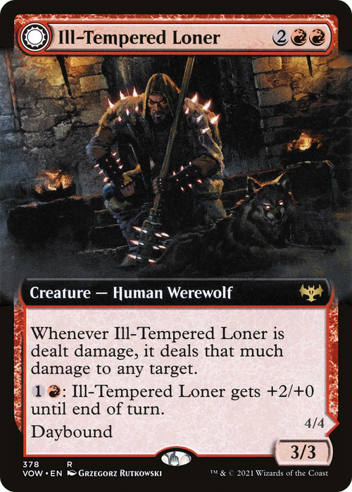 Ill-Tempered Loner (Extended Art) (VOW-378) - Innistrad: Crimson Vow: (Extended Art, Double Faced Transform) Foil