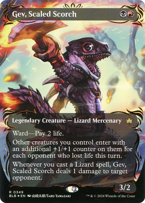 Gev, Scaled Scorch (Borderless) (Raised Foil) (BLB-349) - Bloomburrow: (Showcase) Foil