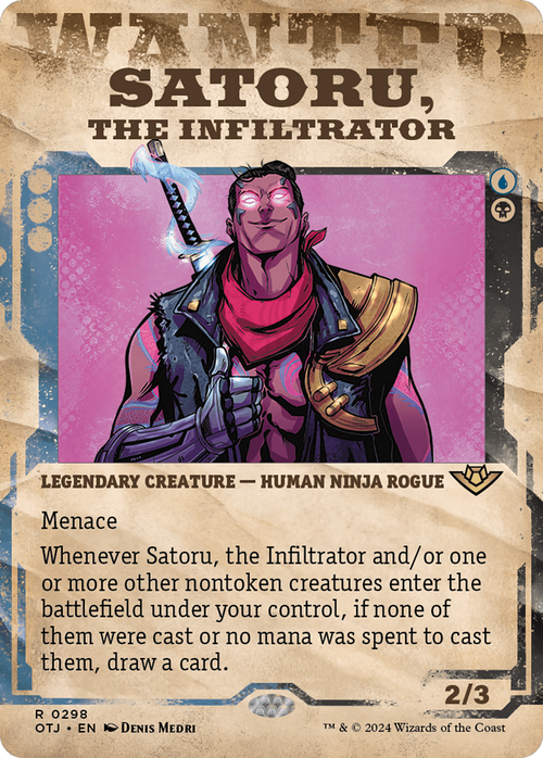 Satoru, the Infiltrator (Showcase) (OTJ-298) - Outlaws of Thunder Junction: (Showcase) (Borderless) Foil