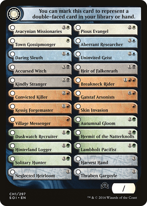 Checklist Card - (CH1) Shadows over Innistrad (SOI-CH1) - Shadows over Innistrad Tokens
