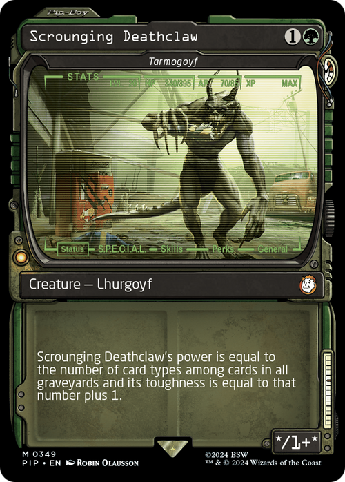 Scrounging Deathclaw - Tarmogoyf (Showcase) (PIP-349) - Fallout / Scrounging Deathclaw: (Showcase)