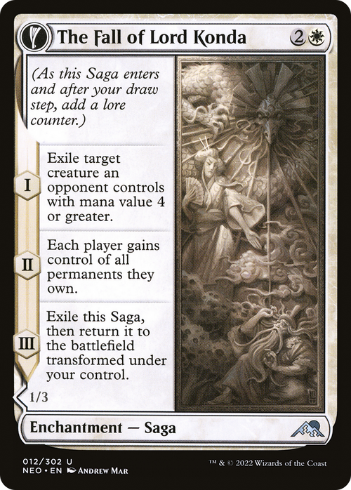 The Fall of Lord Konda (NEO-012) - Kamigawa: Neon Dynasty: (fandfc, enchantment) Foil