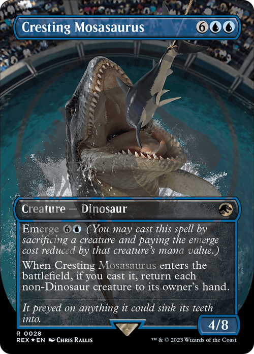 Cresting Mosasaurus (Borderless) (Emblem) (REX-028) - Jurassic World Collection Foil