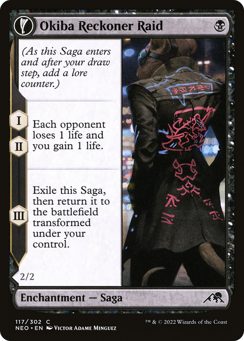 Okiba Reckoner Raid (NEO-117) - Kamigawa: Neon Dynasty: (fandfc, enchantment)