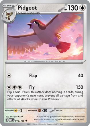 Pidgeot 018  - Reverse Holofoil SV Scarlet & Violet 151 - Uncommon