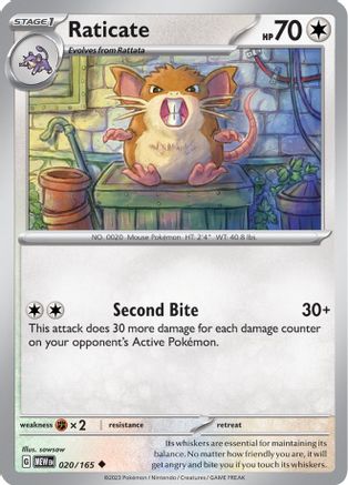 Raticate 020  - Reverse Holofoil SV Scarlet & Violet 151 - Uncommon