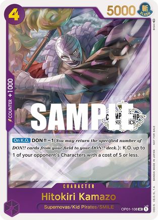 Hitokiri Kamazo (Store Championship 2023 Participation Pack Vol.1) (OP01-108) - One Piece Promotion Cards Foil