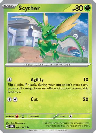Scyther 004  SV03 Obsidian Flames - Common