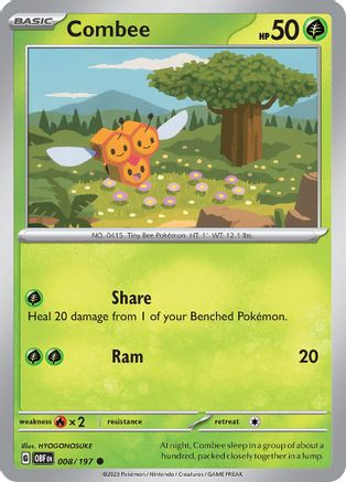 Combee 008  - Reverse Holofoil SV03 Obsidian Flames - Common