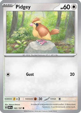 Pidgey 162  - Reverse Holofoil SV03 Obsidian Flames - Common