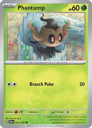 Phantump 011  - Reverse Holofoil SV03 Obsidian Flames - Common