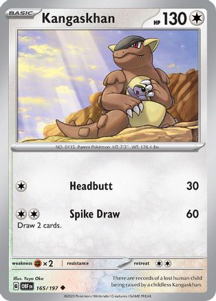 Kangaskhan 165  - Reverse Holofoil SV03 Obsidian Flames - Uncommon