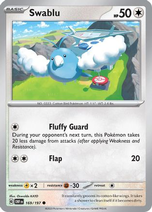 Swablu 169  - Reverse Holofoil SV03 Obsidian Flames - Common