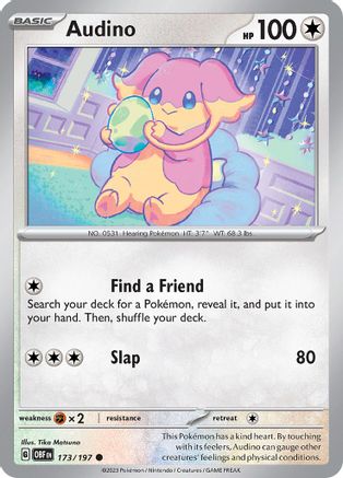 Audino 173  - Reverse Holofoil SV03 Obsidian Flames - Common