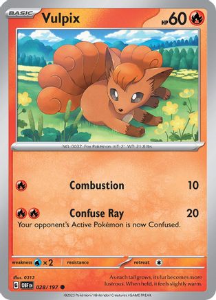 Vulpix 028  - Reverse Holofoil SV03 Obsidian Flames - Common