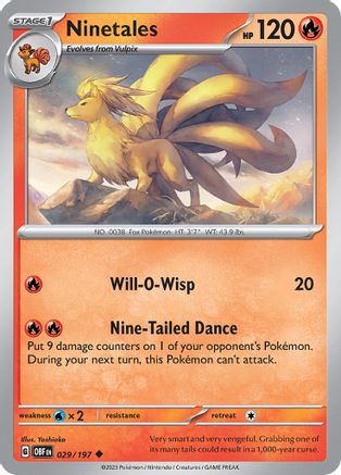 Ninetales 029  - Reverse Holofoil SV03 Obsidian Flames - Uncommon