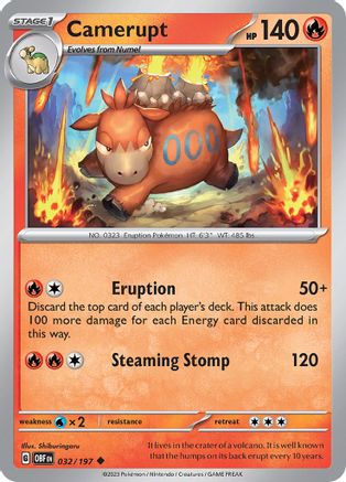 Camerupt 032  SV03 Obsidian Flames - Uncommon