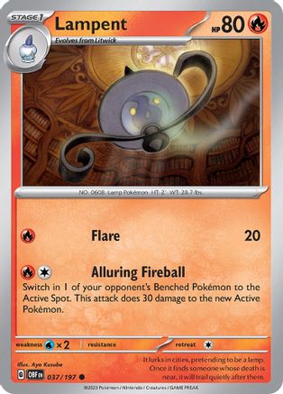 Lampent 037  - Reverse Holofoil SV03 Obsidian Flames - Common